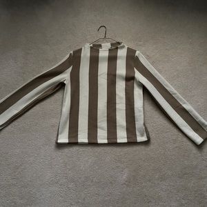 Club Monaco Striped Sweater in White & Tan - Med